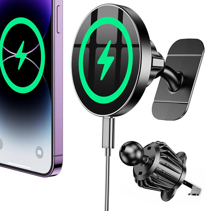 Magsafe Car Mount Charger, Magnetic Wireless Car Charger for Iphone