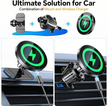 Magsafe Car Mount Charger, Magnetic Wireless Car Charger for Iphone
