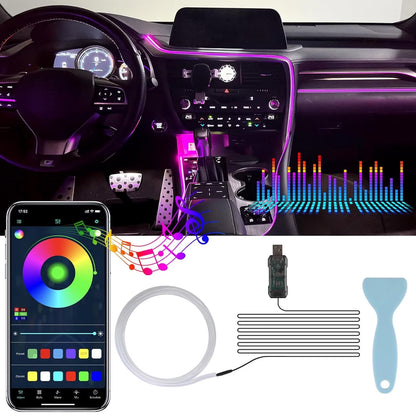 5M/16Ft RGB LED Car Interior Ambient Light Decorative Music Sync Fiber Optic USB Strip Light Accessories