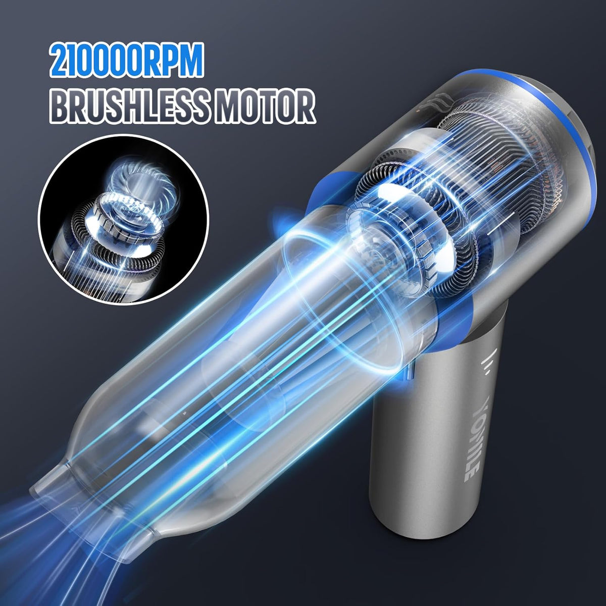 Compressed Air Duster,  2 in 1 180000RPM Cordless Air Duster with Mini Car Vacuum, 9000Mah Battery Dust Blower for Keyboard Cleaner,Rechargeable Air Blower AIC Can for Office Computers