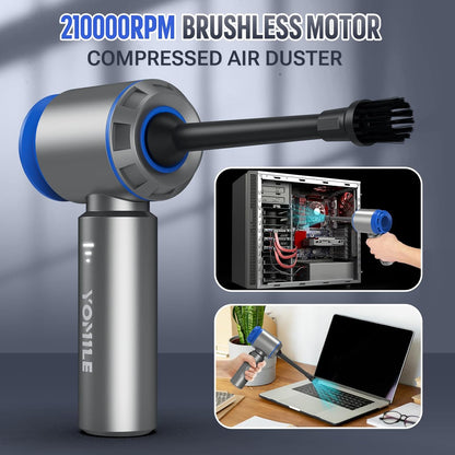 Compressed Air Duster,  2 in 1 180000RPM Cordless Air Duster with Mini Car Vacuum, 9000Mah Battery Dust Blower for Keyboard Cleaner,Rechargeable Air Blower AIC Can for Office Computers