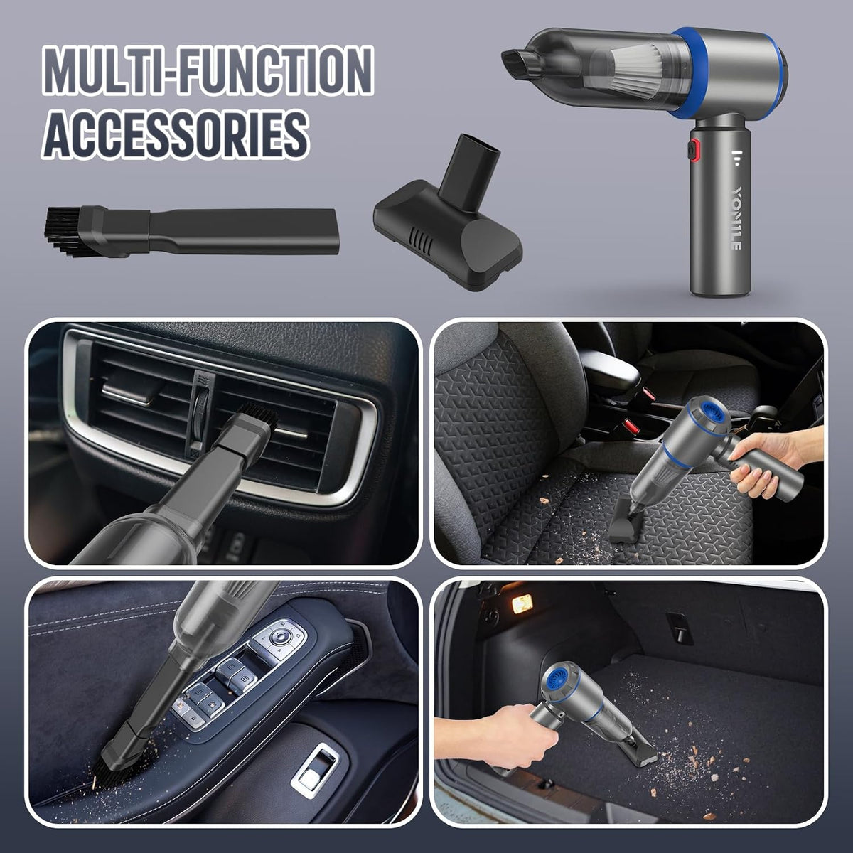 Compressed Air Duster,  2 in 1 180000RPM Cordless Air Duster with Mini Car Vacuum, 9000Mah Battery Dust Blower for Keyboard Cleaner,Rechargeable Air Blower AIC Can for Office Computers