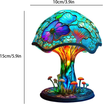 Creative Glass Resin Mushroom Table Lamp, 5.9 Inch Stained Glass Mushroom Mini Night Light, Bohemian Resin Mushroom Decoration Bedside Lamp Bedroom Living Room Home Office Decoration Gifts