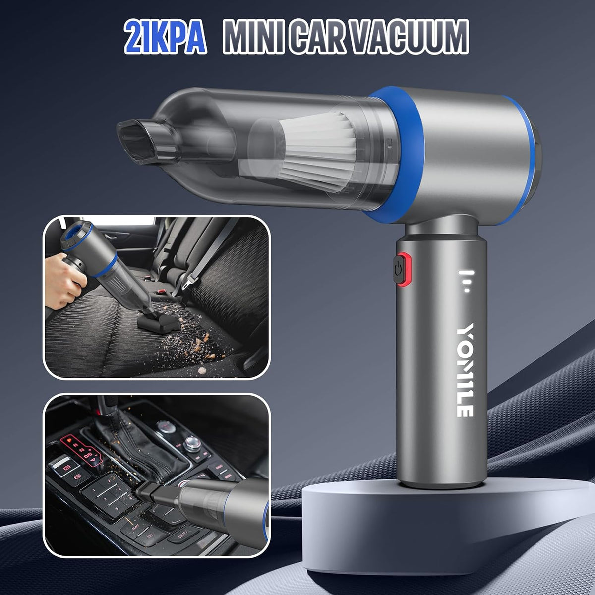 Compressed Air Duster,  2 in 1 180000RPM Cordless Air Duster with Mini Car Vacuum, 9000Mah Battery Dust Blower for Keyboard Cleaner,Rechargeable Air Blower AIC Can for Office Computers