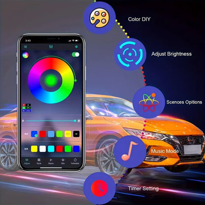 5M/16Ft RGB LED Car Interior Ambient Light Decorative Music Sync Fiber Optic USB Strip Light Accessories