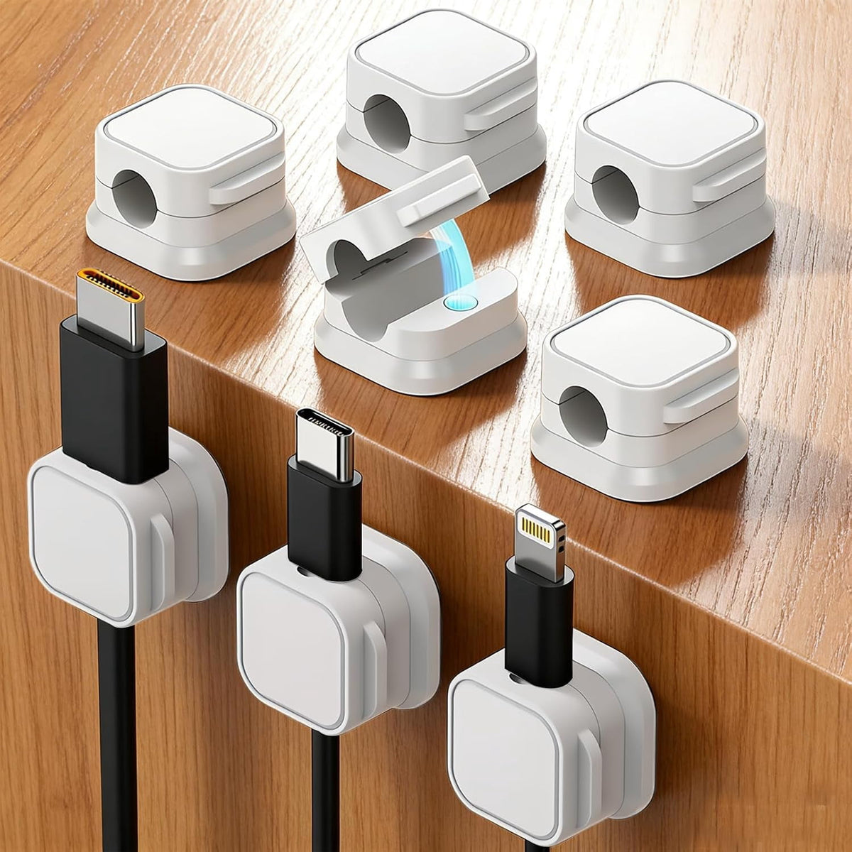 Cord Organizer- Mini Cable Clips, Magnetic Cord Organizer for Home Office, Desk, Telephone, Car, Wall, Desktop, Bedside Table (6Pcs)
