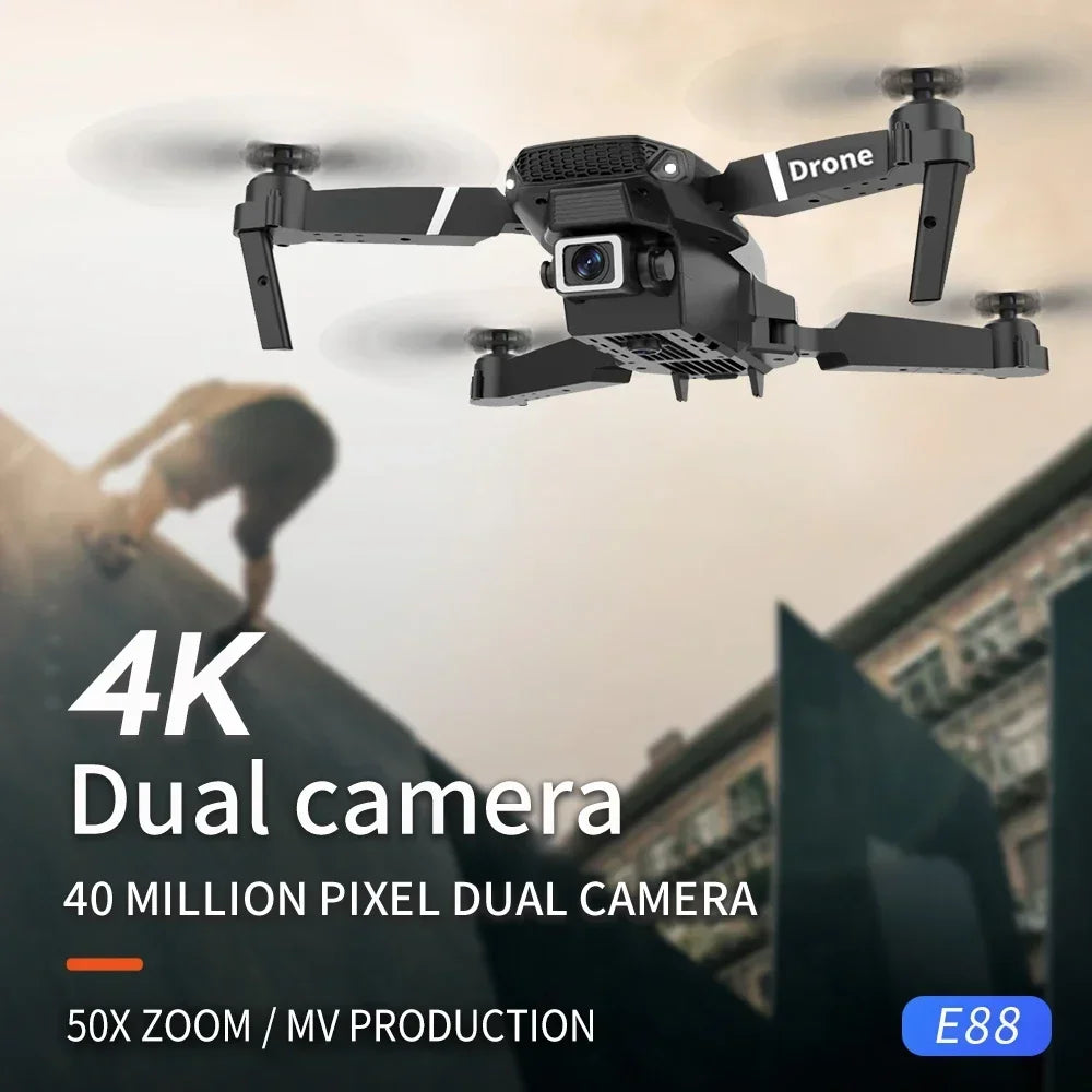 2026 New E88 Pro WIFI FPV Drone Wide Angle HD 4K/1080P Camera Height Hold Foldable Quadcopter RC Helicopter Toy Gift