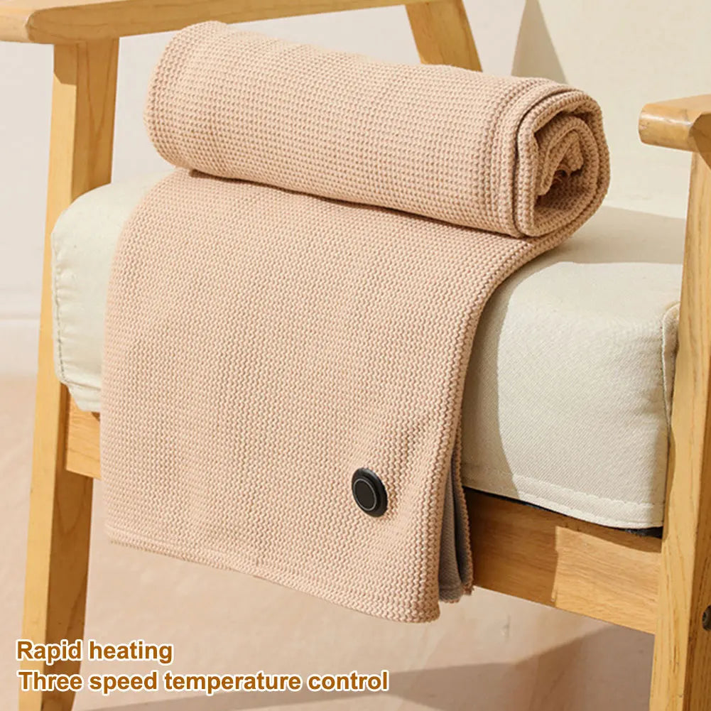 USB Heated Blanket Shawl with 3 Heating Levels USB Electric Heated Blanket Wearable Warmer Blanket for Home Office Warm Blanket