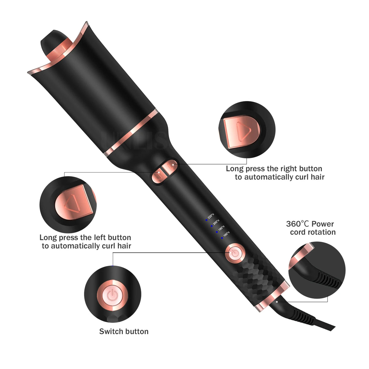 Automatic Hair Curler Professional Classic Rose Hair Curler Auto Design Rotating Hair Curling Iron Automatic Hair Curler