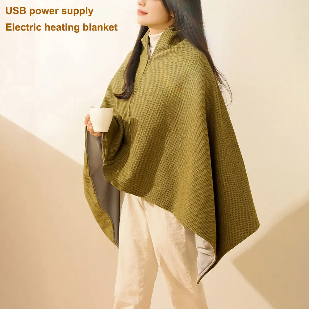 USB Heated Blanket Shawl with 3 Heating Levels USB Electric Heated Blanket Wearable Warmer Blanket for Home Office Warm Blanket