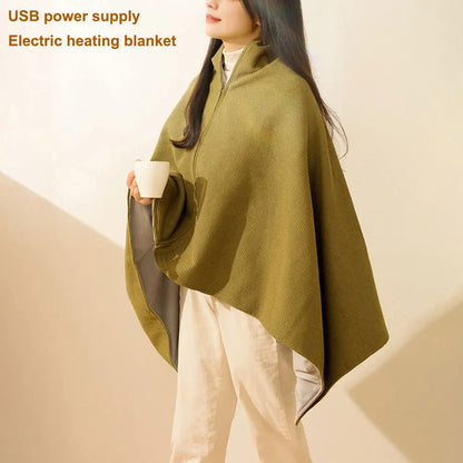 USB Heated Blanket Shawl with 3 Heating Levels USB Electric Heated Blanket Wearable Warmer Blanket for Home Office Warm Blanket