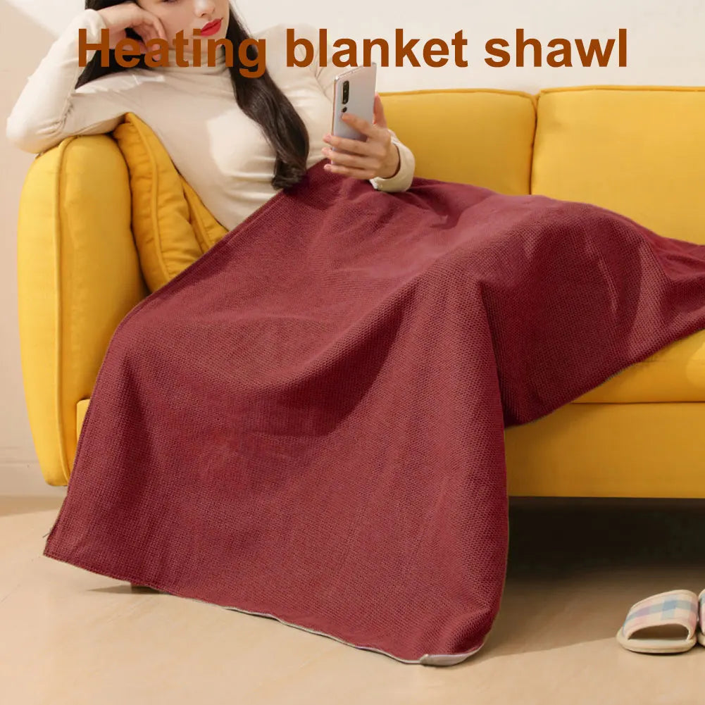 USB Heated Blanket Shawl with 3 Heating Levels USB Electric Heated Blanket Wearable Warmer Blanket for Home Office Warm Blanket