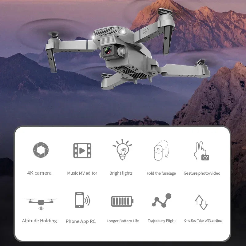 2026 New E88 Pro WIFI FPV Drone Wide Angle HD 4K/1080P Camera Height Hold Foldable Quadcopter RC Helicopter Toy Gift